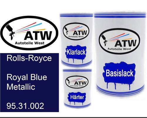 Rolls-Royce, Royal Blue Metallic, 95.31.002: 500ml Lackdose + 500ml Klarlack + 250ml Härter - Set, von ATW Autoteile West.